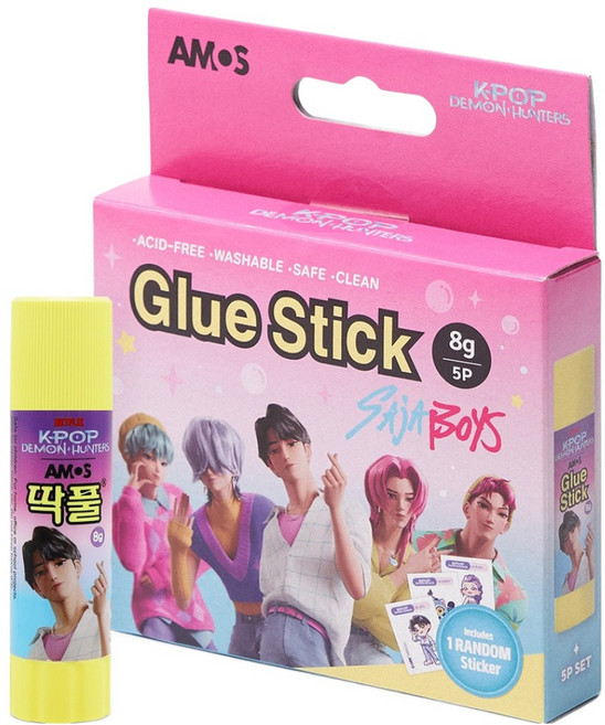 아모스 케이팝 데몬 헌터스 케데헌 사자보이즈 딱풀 8g x 5종 세트, 1세트