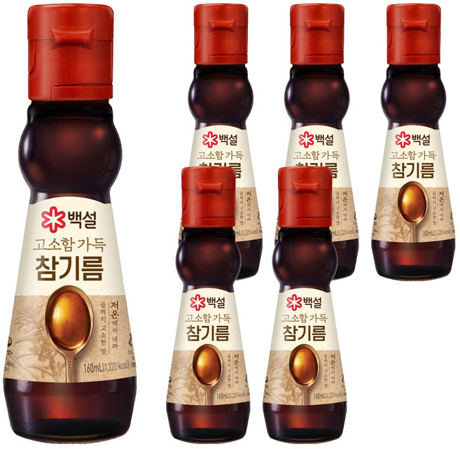 백설 고소함 가득 참기름, 160ml, 6개