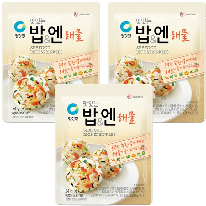 청정원 맛있는 밥 엔 해물 후리가케, 24g, 3개
