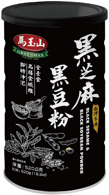 馬玉山 黑芝麻黑豆粉, 520g, 1罐