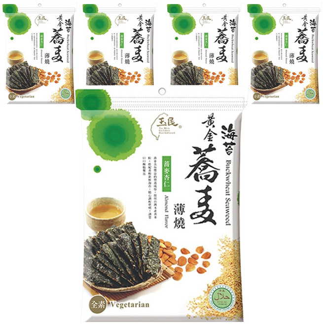 玉民 黃金蕎麥海苔薄燒 杏仁, 40g, 5包