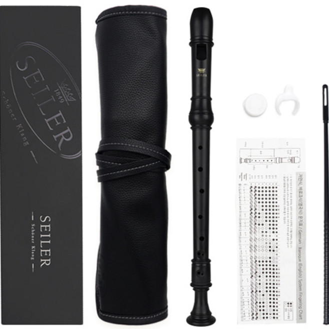 자일러 알토 바로크식 3단 분리형 리코더 SERA-B + 가죽파우치, MattBlack, 1개