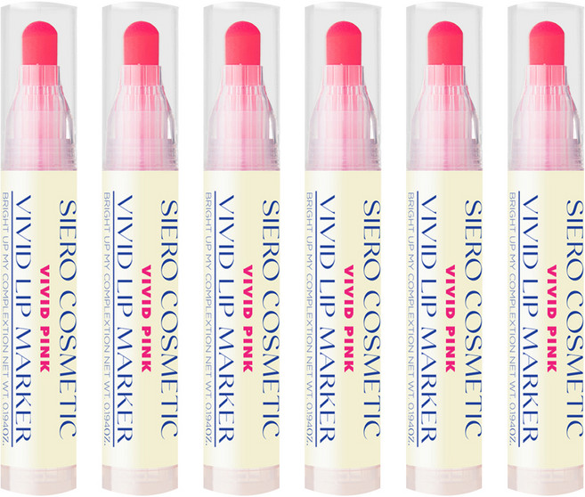 [純素美妝] SIERO COSMETIC 鮮豔唇彩筆, 亮麗粉, 5.5g, 6個