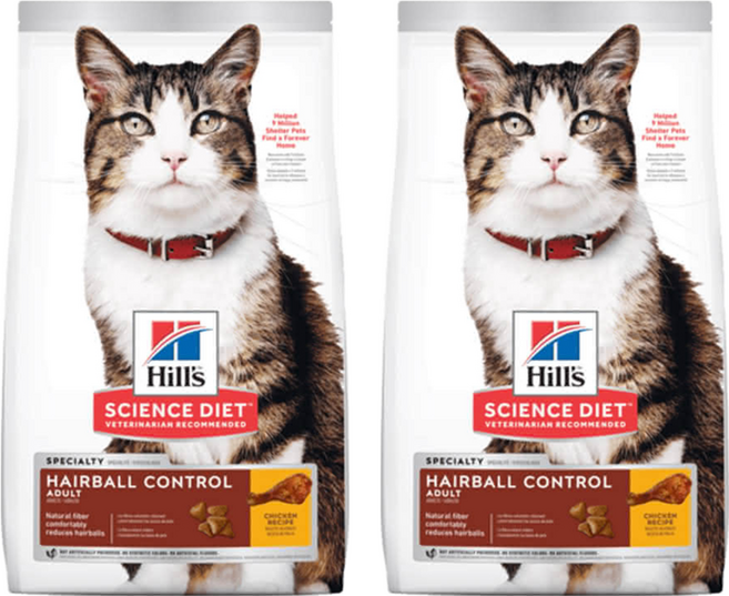 Hill's 希爾思 SCIENCE DIET 成貓 毛球控制特調食譜 乾糧, 雞肉, 1.58kg, 2袋