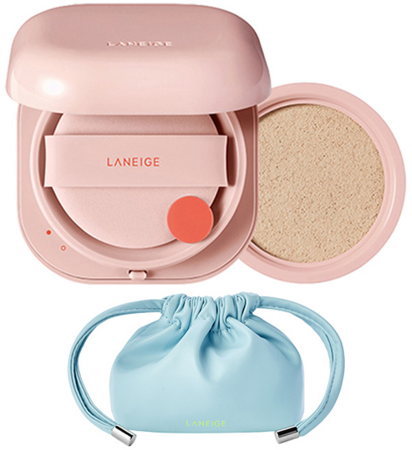 라네즈 네오 글로우 쿠션 파운데이션 본품 15g + 리필 15g + 뮤이쿠션 복조리 파우치, 21C1 쿨 베이지(쿠션, 리필), 단일색상(파우치), 1개