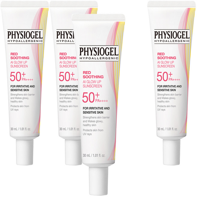 PHYSIOGEL 潔美淨 紅舒AI煥亮防曬霜 SPF50+ PA++++, 30ml, 4個