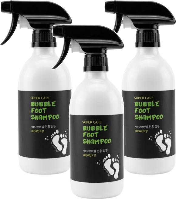 Super Care 沐浴乳 足部專用 Lemon+Mint, 1瓶, 3瓶, 500ml