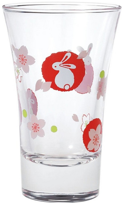 TOYO-SASAKI GLASS 東洋佐佐木 玻璃清酒杯 110ml, 櫻花小兔 透明色, 1個