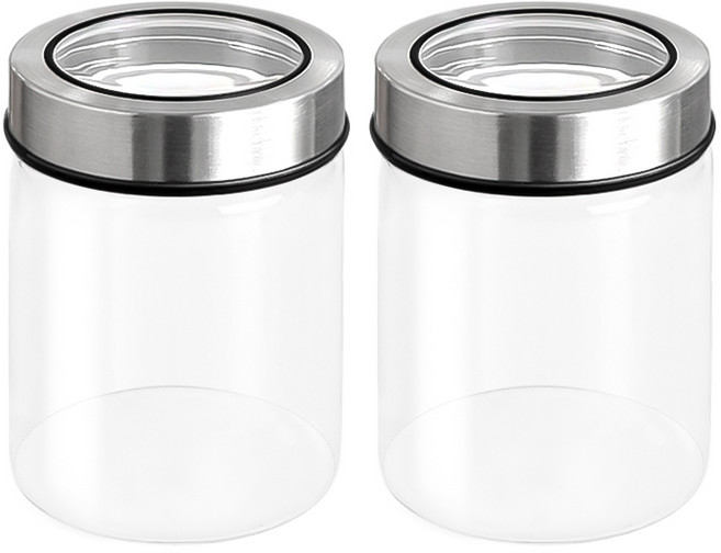 헬로키친 투명커버 원형 내열 유리병, 550ml, 2개