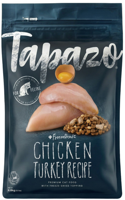 Tapazo 特百滋 熟齡貓 凍乾雙饗宴 乾飼料, 低敏火雞配方, 6.8kg, 1袋