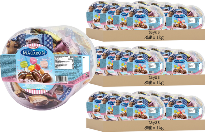 tayas 塔雅思馬卡龍造型可可製品 綜合味, 1kg, 24罐
