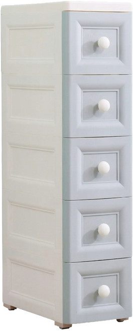 STYLE 格調 20面寬 北歐系唯美雕花紋小圓手把五層抽屜收納櫃 PP-2001-GR 1個, 藍色