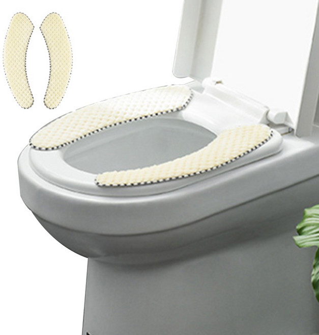 붙이는 변기 시트 고급형, 베이지, 2개