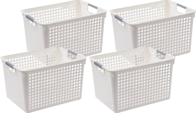 BangJiaShi 幫家適 收納籃 高款, 白色, 4個