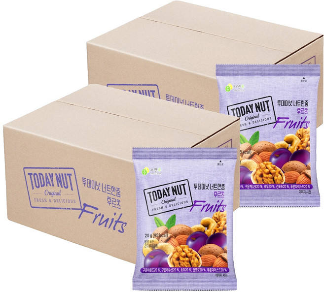 투데이넛 너트한줌 믹스넛 후르츠 실속형, 20g, 100개