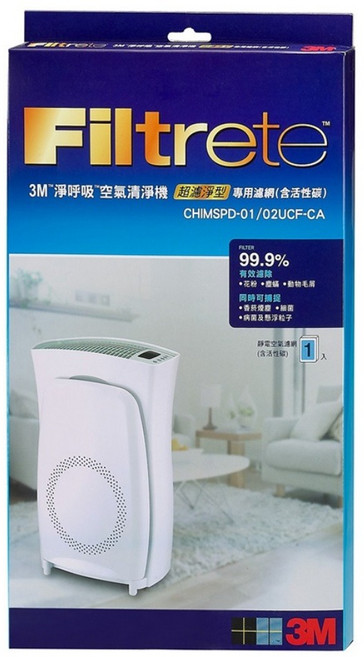 3M Filtrete 淨呼吸 空氣清淨機 超濾淨型 專用濾網 38.9 x 22.7 x 2cm, CHIMSPD-01/02UCF-CA, 1盒
