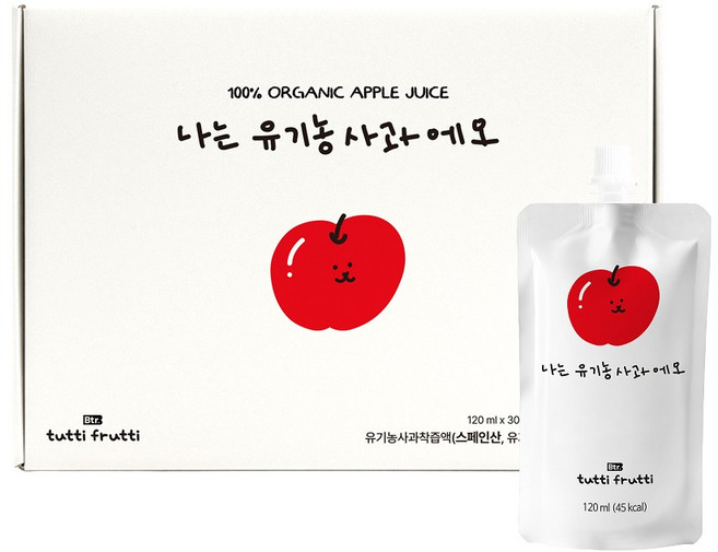 뚜띠프루티 나는 유기농 사과에오 사과즙, 30개, 120ml