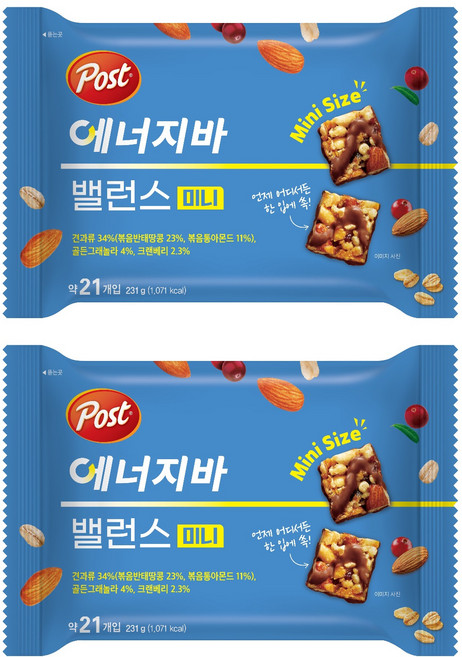 포스트 밸런스 미니 에너지바, 231g, 2개