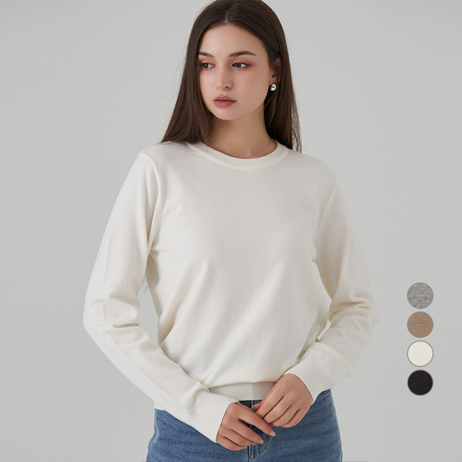 ELLE PARIS 여성용 소프트터치 베이직 데일리 니트