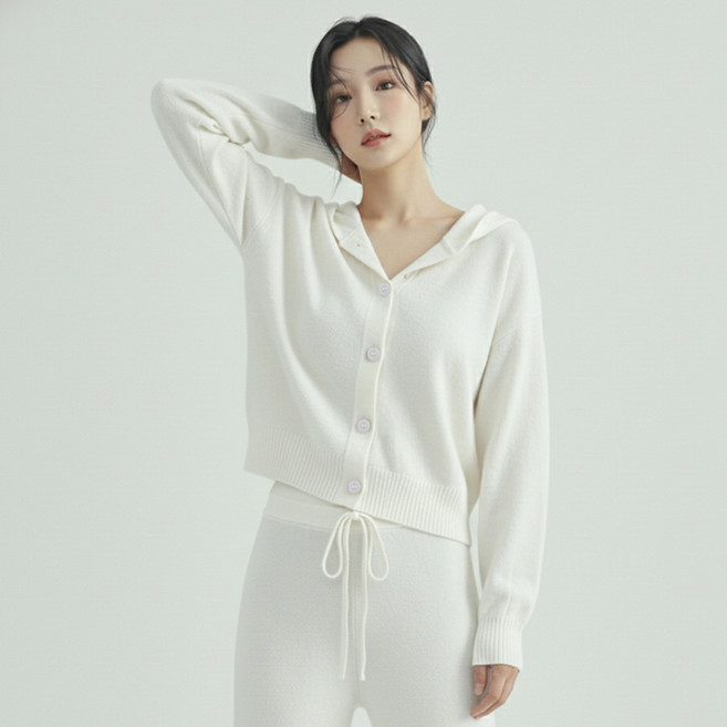 페이퍼먼츠 모더니 심플 후드 니트 가디건 + 팬츠 세트 14075