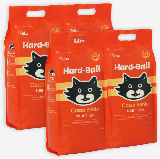 닥터펠리스 카사벤토 하드볼 고양이 모래, 4.3kg, 4개, 무향