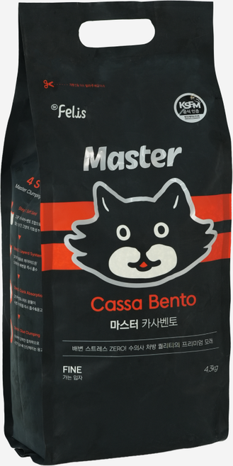 닥터펠리스 응고형 카사벤토 마스터 고양이 모래, 4.3kg, 1개, 무향