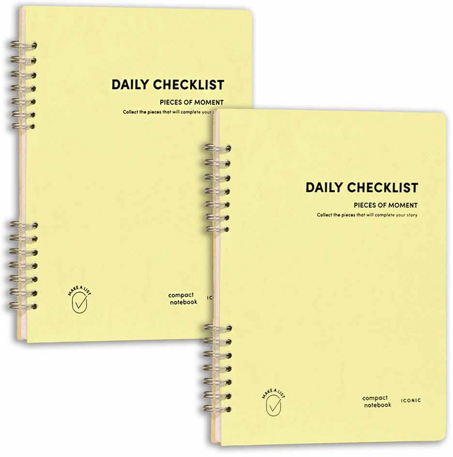 아이코닉 데일리 A5 체크리스트 플래너, 02Lemonyellow, 2개