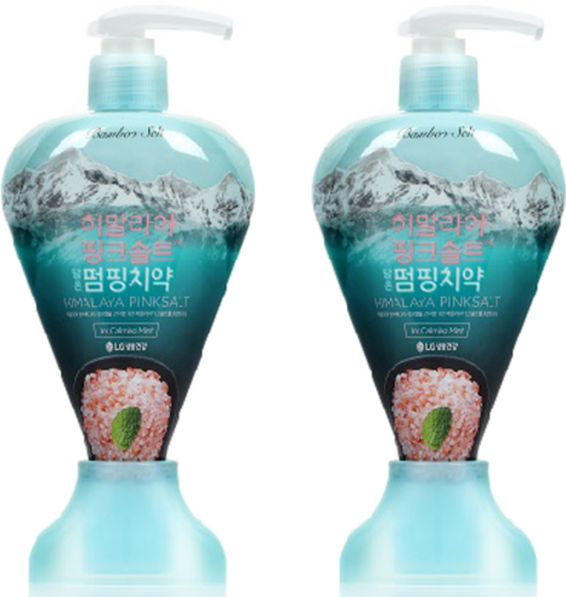 죽염 히말라야 핑크솔트 펌핑치약 아이스카밍민트, 285g, 2개