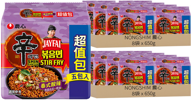 NONGSHIM 農心 辛炒麵 泰式酸辣味 130g, 80包