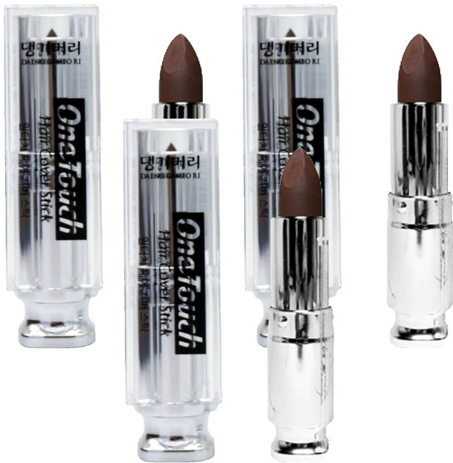 댕기머리 원터치 헤어 커버 스틱 4g, 자연갈색, 3개