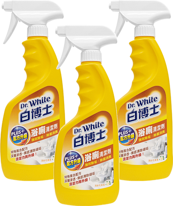Dr.White 白博士 浴廁PLUS清潔劑 快速去污 強效除垢、除菌消毒, 600g, 3瓶