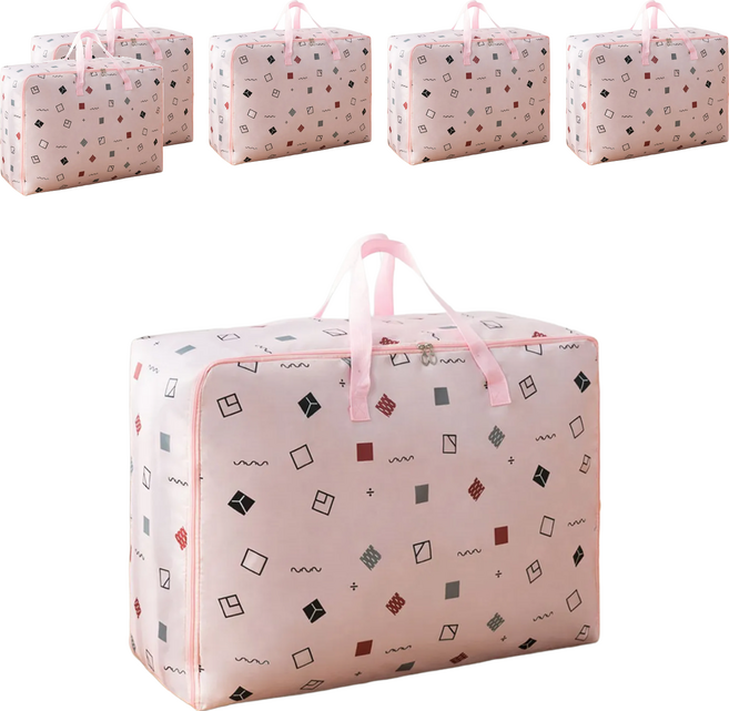 牛津布收納袋, 粉方塊, 6個