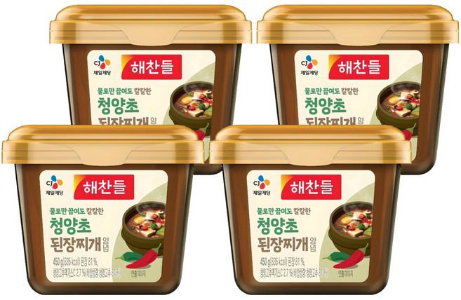 해찬들 물로만 끓여도 칼칼한 청양초 된장찌개양념, 450g, 4개