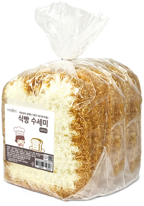 영스타 나무이야기 반짝이 아크릴 수세미 식빵, 10개입, 1개