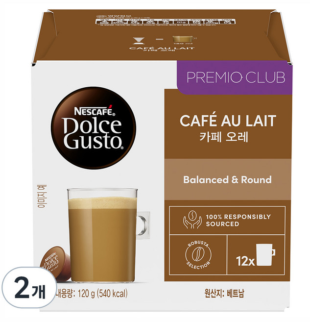 돌체구스토 네스카페 카페오레 캡슐커피, 10g, 12개입, 2개