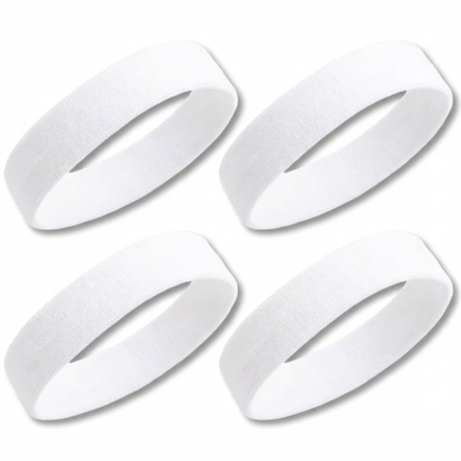 애틱트 고탄력 스포츠 러닝 땀 흡수 흘림방지 헤어밴드, 화이트, 4개