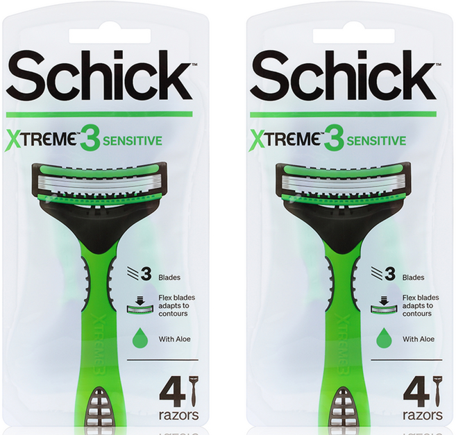 쉬크 익스트림 3 휴대용 면도기, 4개입, 2개