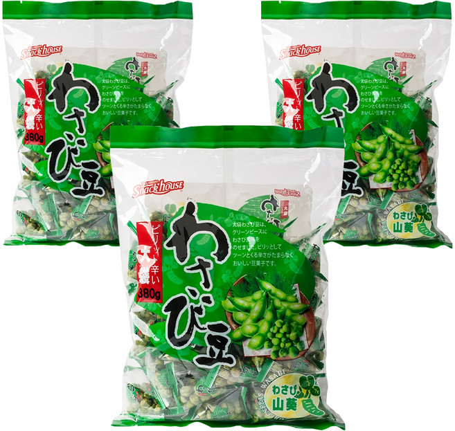 스낵하우스 그린피스 와사비 스낵, 380g, 3개