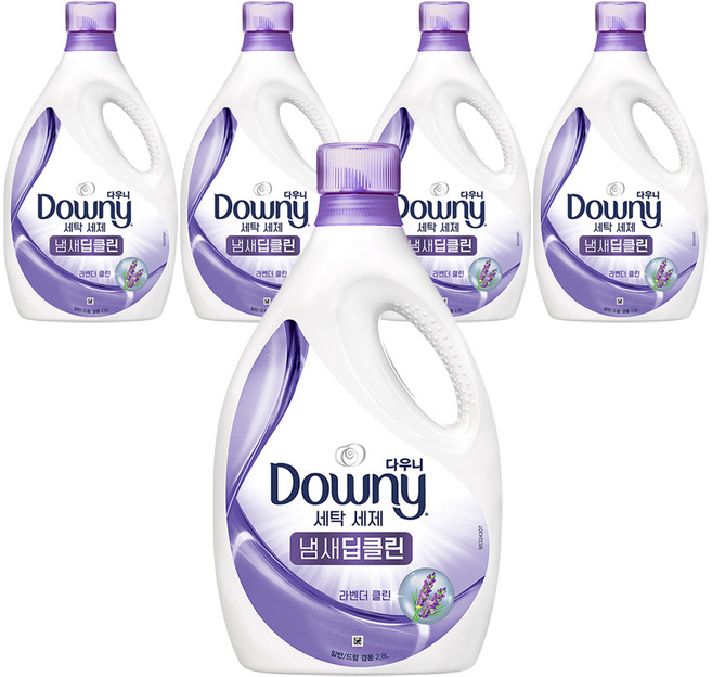 다우니 프리미엄 액체형 세제 냄새딥클린 퍼플 라벤더 클린, 2.8L, 5개