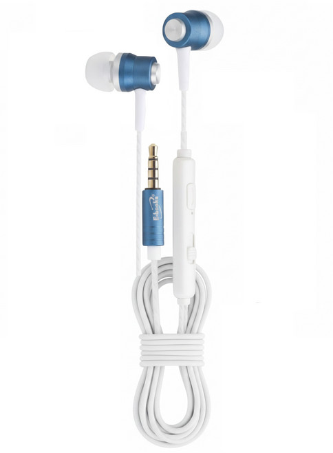 E-books S86 Wired 入耳式 耳機 內建麥克風 音量控制 白色 + 藍色 E-EPA172