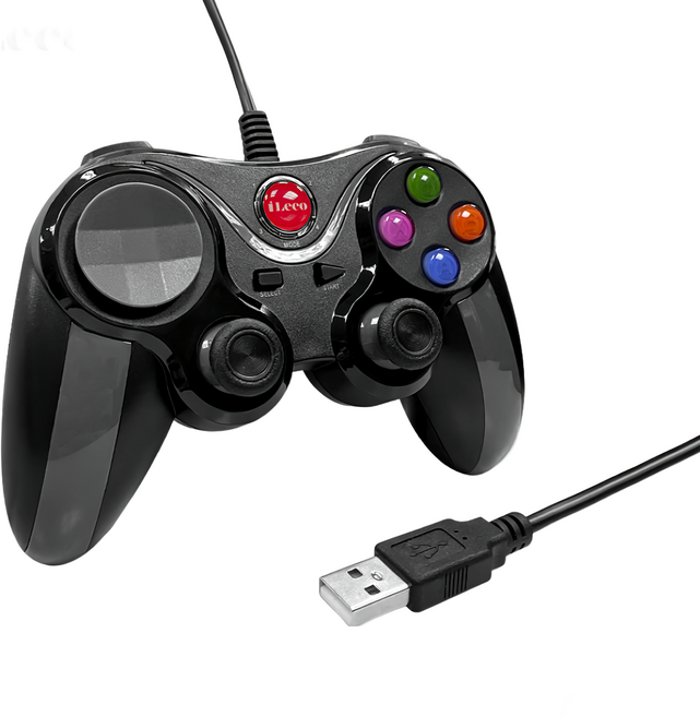 iLeco 雙震動精英遊戲手把 JP-7 多遊戲模式 支援 STEAM/Epic Games/模擬器 PC360/Android/PS3 遊戲機, 1個
