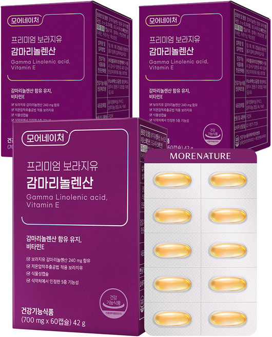 모어네이처 프리미엄 보라지유 감마리놀렌산, 60정, 3개