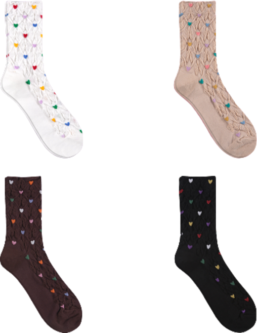 GGRN 여성용 패션 패턴 양말 4종 세트