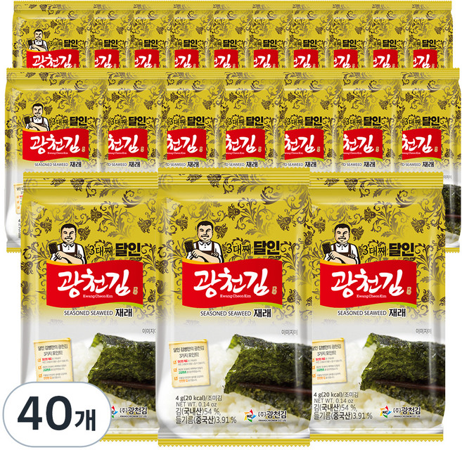 광천김 3대째 달인 재래 도시락김, 40개, 4g