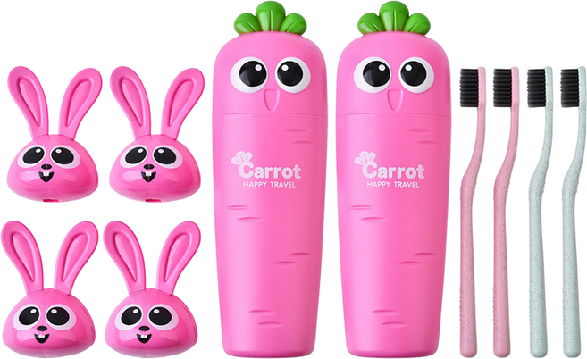 알럽홈 캐롯 칫솔 케이스 걸이 세트 로즈레드, 2세트