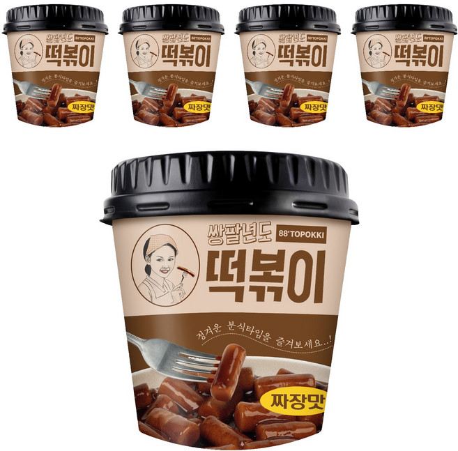 쌍팔년도 컵 떡볶이 짜장맛, 110g, 5개