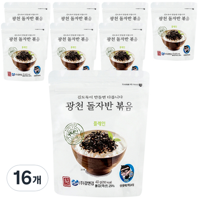 더국민 광천돌자반 플레인, 40g, 16개