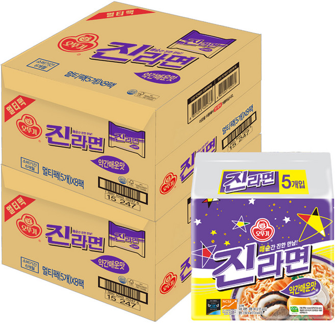 오뚜기 진라면 약간매운맛 120g, 80개