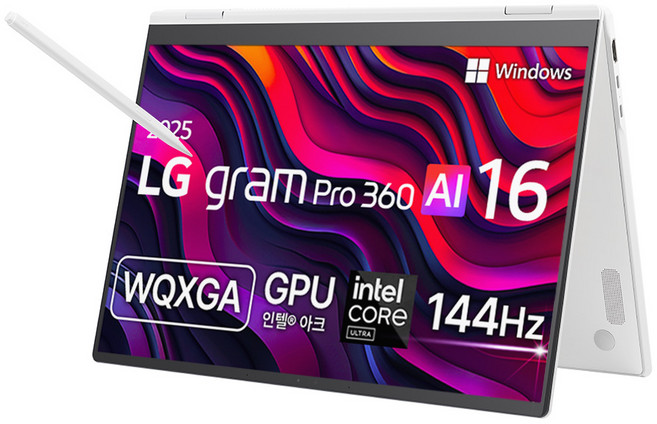 LG전자 2025 그램 Pro 360 AI 16 WQXGA 코어Ultra5 애로우레이크, 에센스화이트, 256GB, 16GB, WIN11 Home, 16T90TP-GA5CK