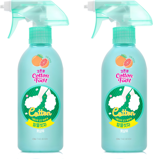 온더바디 코튼풋 발을 씻자 풋샴푸 자몽 민트향, 1개입, 2개, 385ml